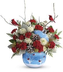 Teleflora's Cardinals In The Snow Ornament from Scott's House of Flowers in Lawton, OK